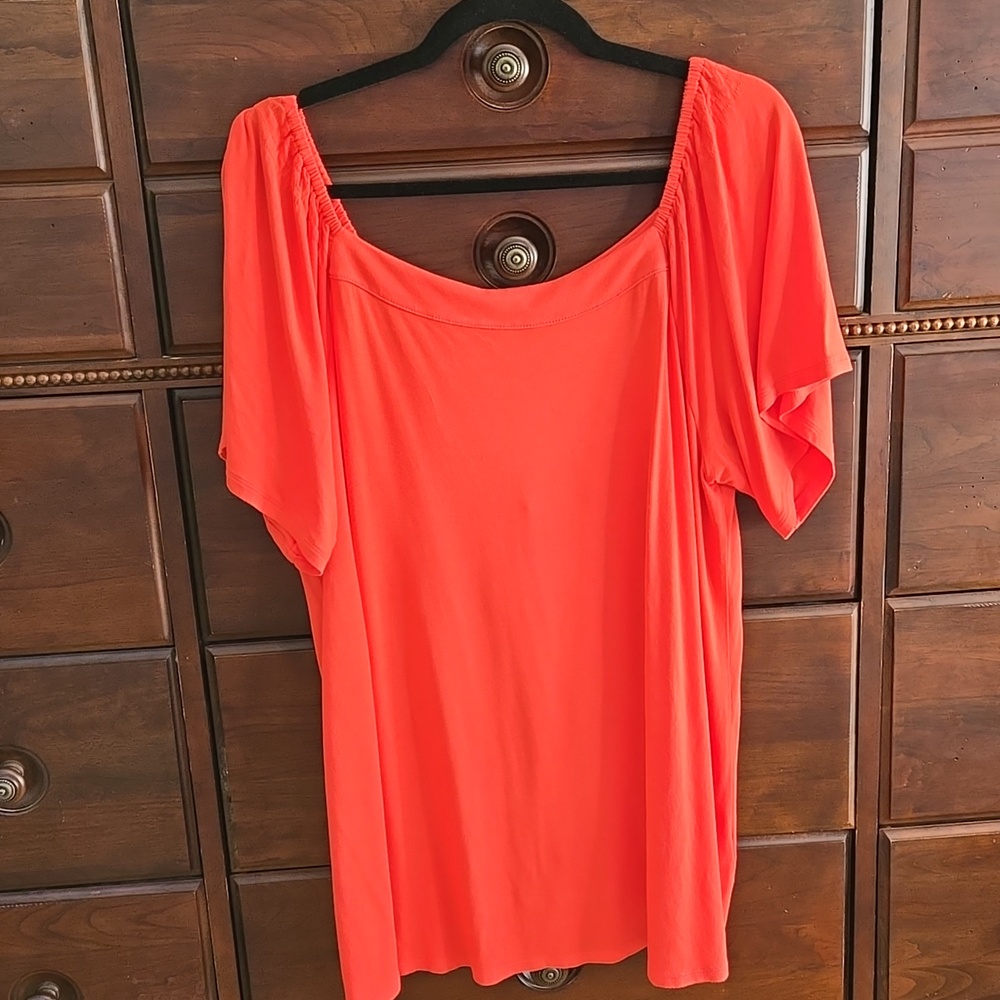J.Jill Short Sleeve Rayon Blouse Coral Color Size XL